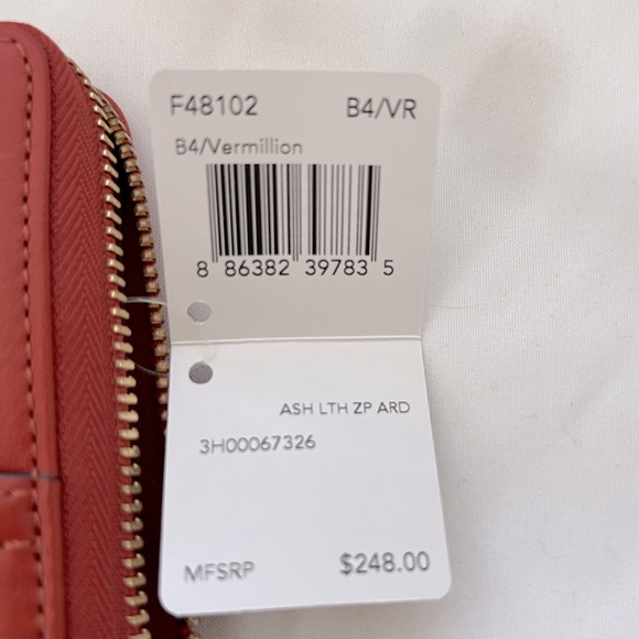 Coach Ashley leather zip around wallet f48102 Vermillion - Picture 5 of 6